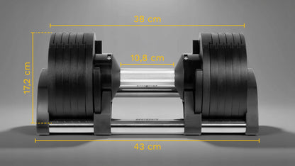 Reguliuojamas automatinis ketaus hantelis REBEL, 24 kg, 2 kg žingsniu