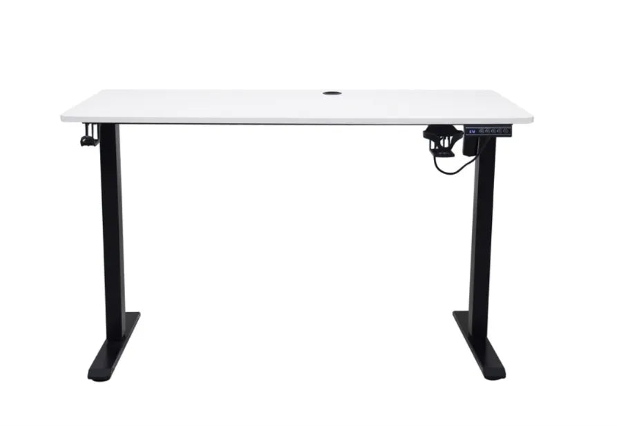 Reguliuojamas elektrinis rašomasis stalas 120x60 cm baltas su atminties skydeliu iki 70 kg