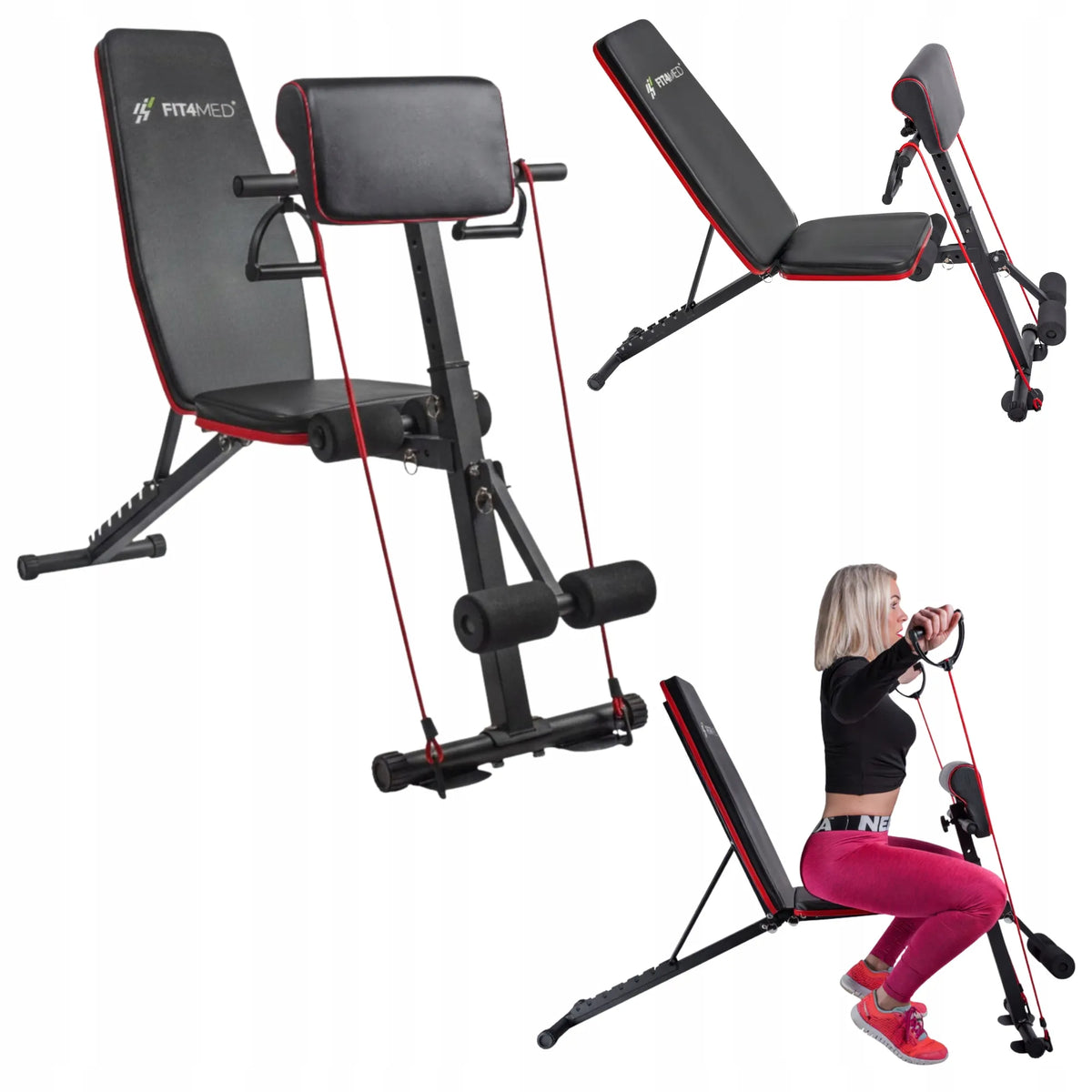 Reguliuojamas sulankstomas treniruočių suolas Fit4Med FIT-848