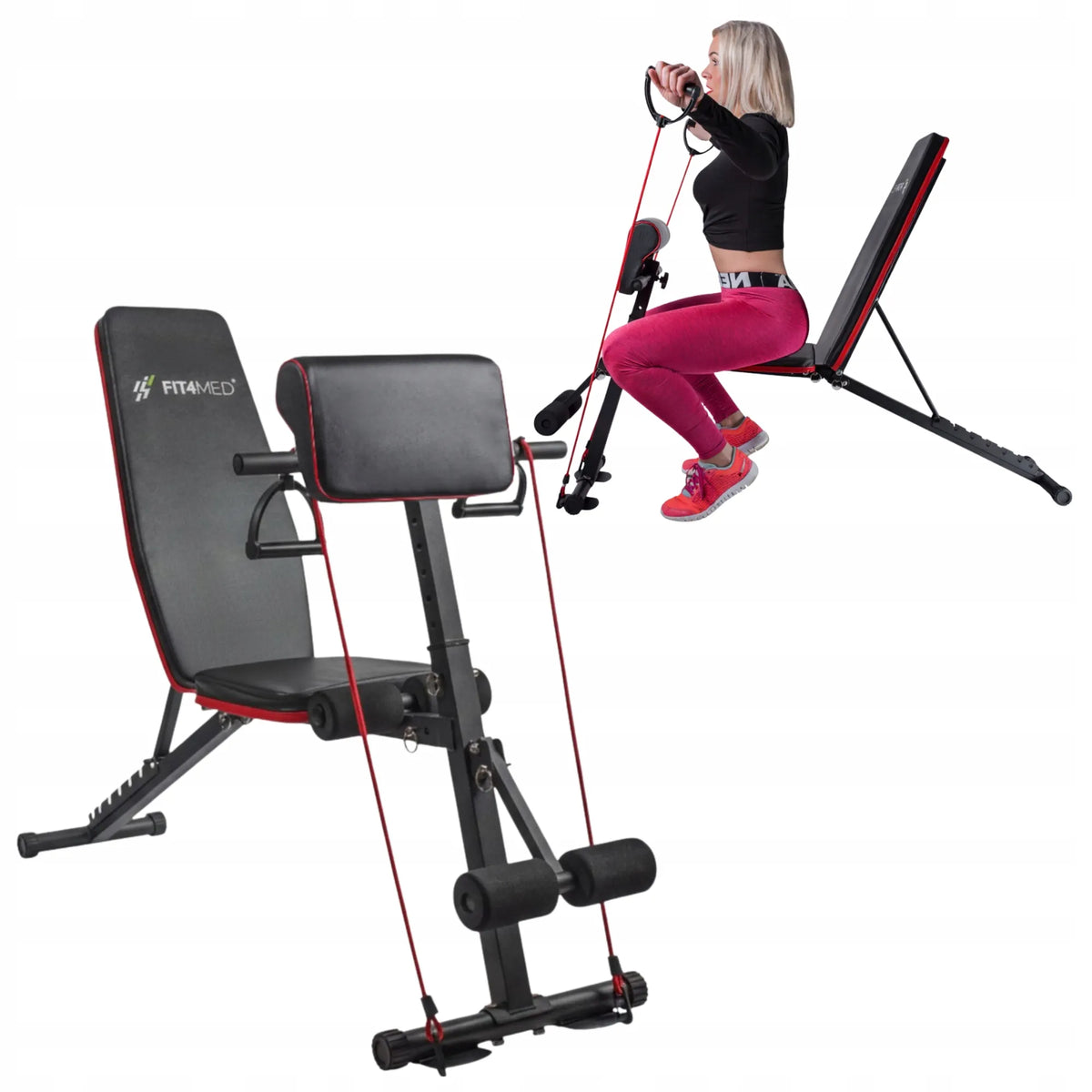 Reguliuojamas sulankstomas treniruočių suolas Fit4Med FIT-848