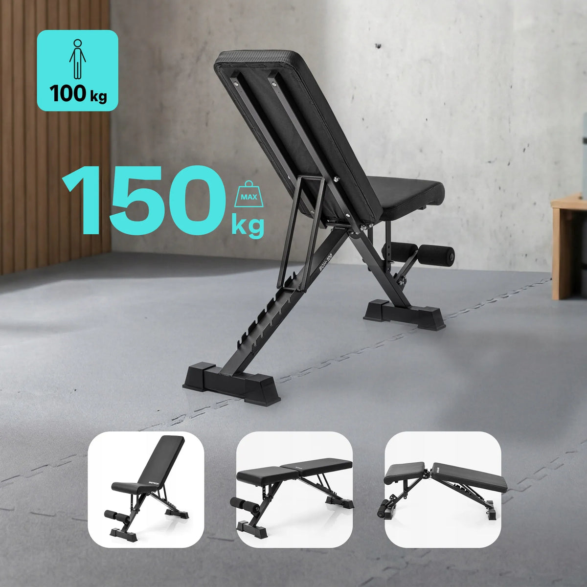 Reguliuojamas sulankstomas treniruočių suolelis Meteor BCH-100, iki 150 kg