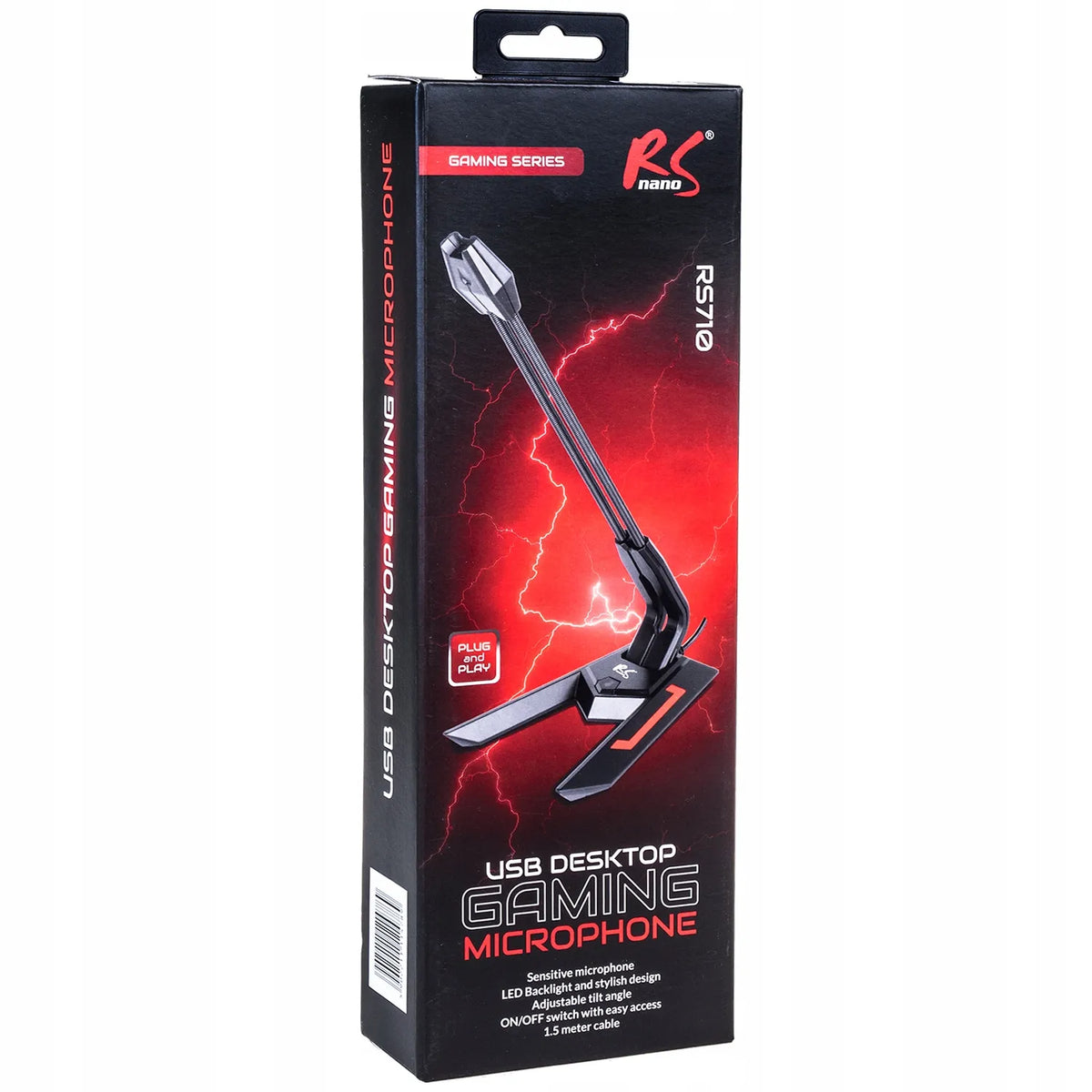 Reguliuojamas USB žaidimų mikrofonas su LED apšvietimu „NanoRS RS710“ transliacijoms