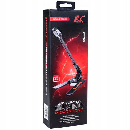 Reguliuojamas USB žaidimų mikrofonas su LED apšvietimu „NanoRS RS710“ transliacijoms