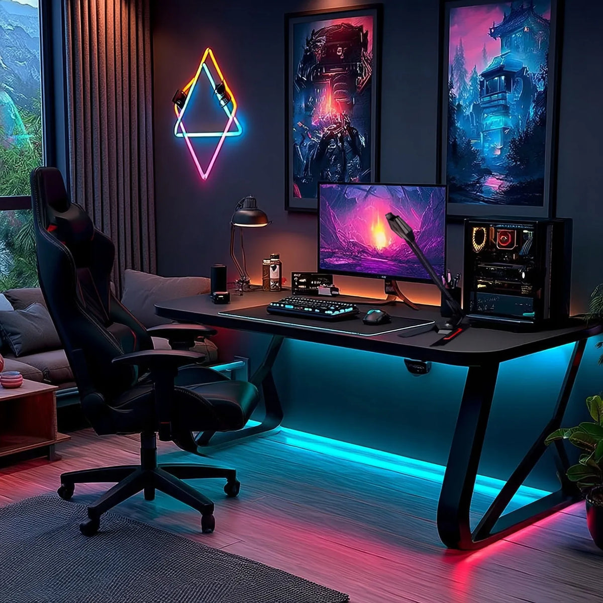Reguliuojamas USB žaidimų mikrofonas su LED apšvietimu „NanoRS RS710“ transliacijoms