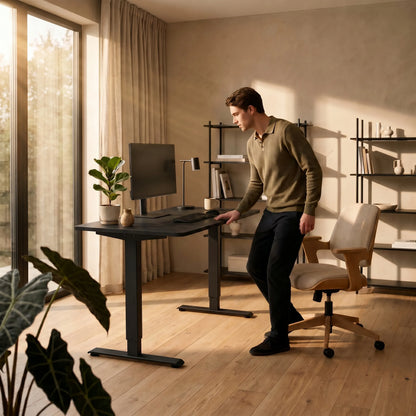 Reguliuojamo aukščio elektrinis stalas Boste 120x60 su greitojo įkrovimo funkcija