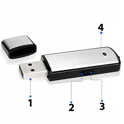 RETOO 8 GB USB mini diktofonas, garso įrašytuvas su balso aktyvavimu, iki 16 val. įrašymo