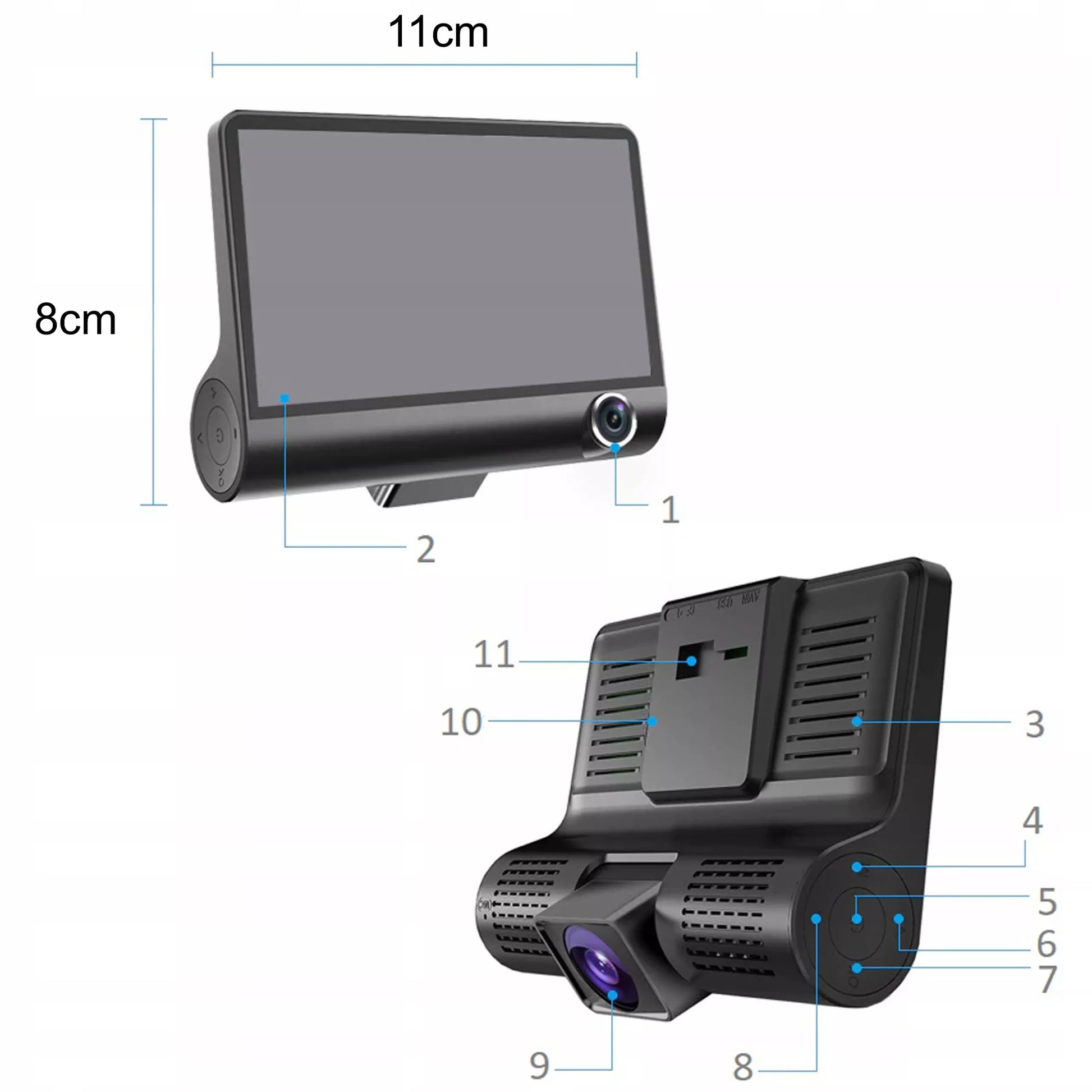 RETOO automobilinis vaizdo registratorius M038 5Mpx 3 kamerų Full HD + galinio vaizdo kamera