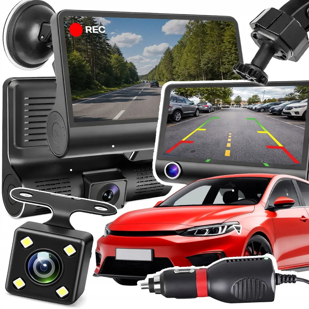 RETOO automobilinis vaizdo registratorius M038 5Mpx 3 kamerų Full HD + galinio vaizdo kamera
