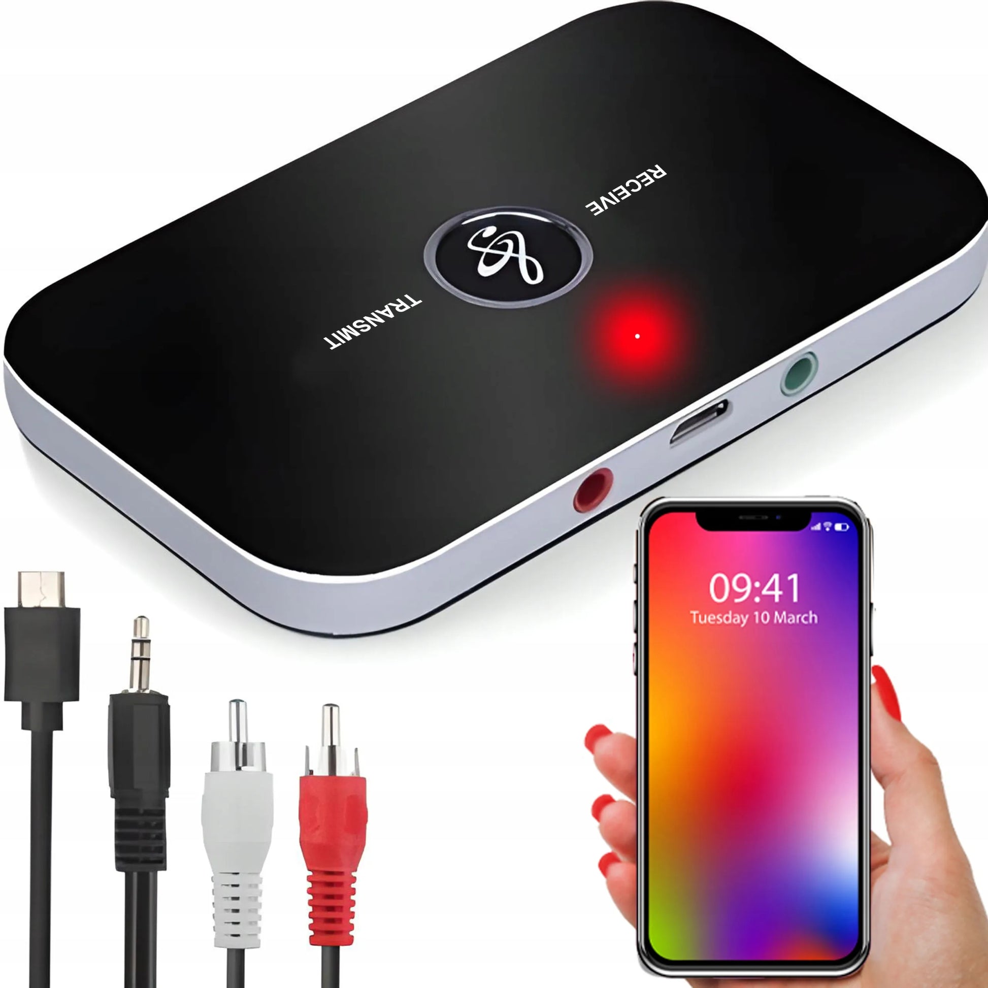 RETOO „Bluetooth“ adapteris, garso siųstuvas ir imtuvas su AUX jungtimi ir laidais