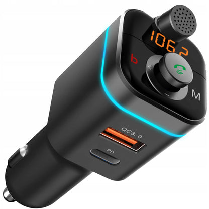 RETOO „Bluetooth“ garso FM MP3 siųstuvas + greitasis USB SD LCD QC3.0 RGB įkroviklis