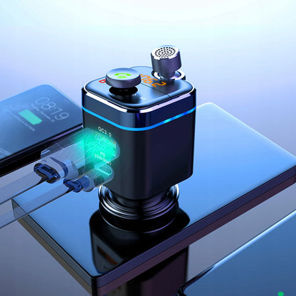 RETOO „Bluetooth“ garso FM MP3 siųstuvas + greitasis USB SD LCD QC3.0 RGB įkroviklis