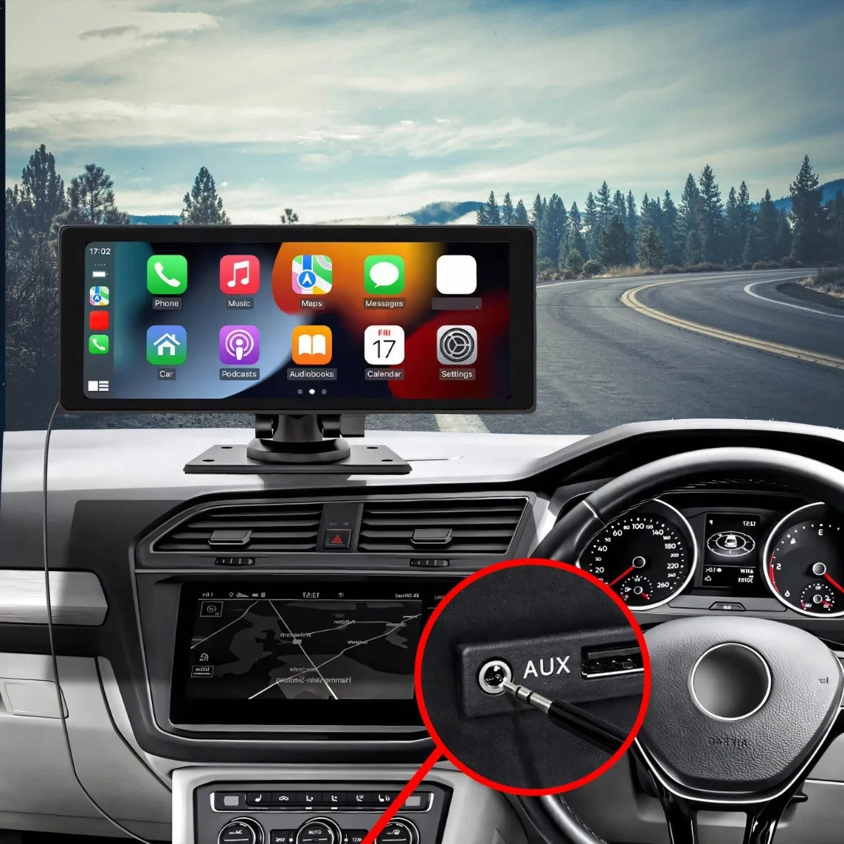 RETOO DRIVETECH ER1077 automobilinė multimedijos stotelė su CarPlay, Android Auto ir atbulinės eigos kamera