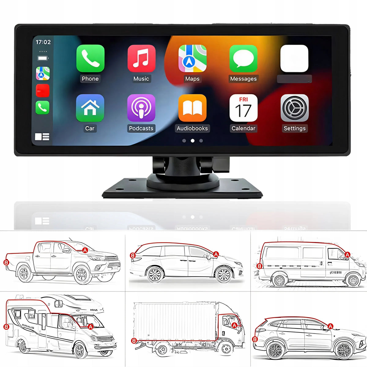 RETOO DRIVETECH ER1077 automobilinė multimedijos stotelė su CarPlay, Android Auto ir atbulinės eigos kamera