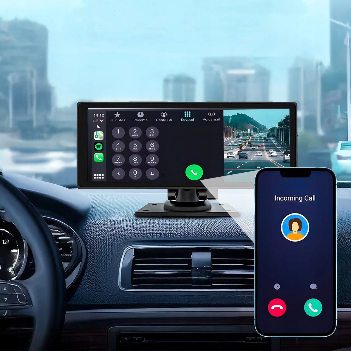 RETOO DRIVETECH ER1077 automobilinė multimedijos stotelė su CarPlay, Android Auto ir atbulinės eigos kamera