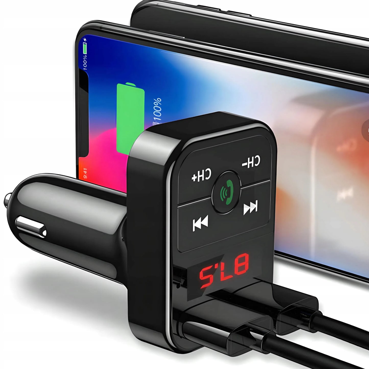 RETOO E089 automobilinis FM Bluetooth siųstuvas, įkroviklis, audio imtuvas, 2x USB, MP3, SD