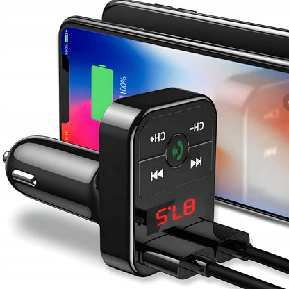RETOO E089 automobilinis FM Bluetooth siųstuvas, įkroviklis, audio imtuvas, 2x USB, MP3, SD