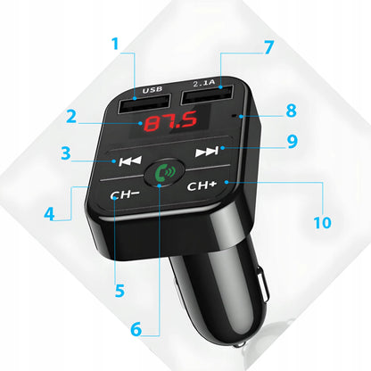 RETOO E089 automobilinis FM Bluetooth siųstuvas, įkroviklis, audio imtuvas, 2x USB, MP3, SD