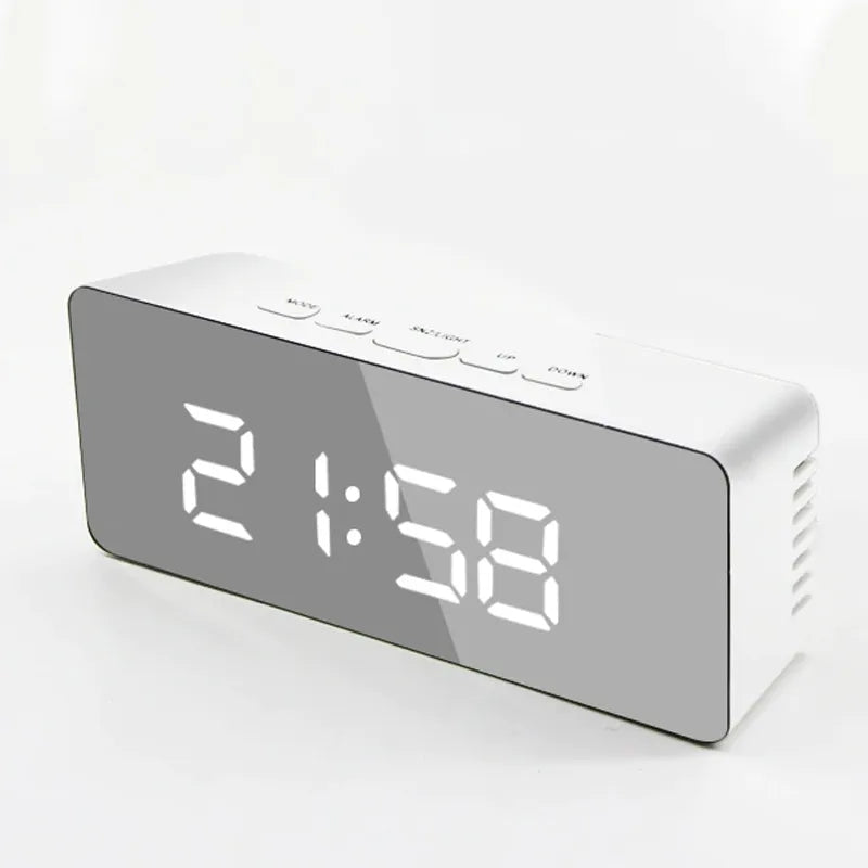 RETOO elektroninis LED žadintuvas su termometru ir veidrodiniu ekranu, modernus dizainas