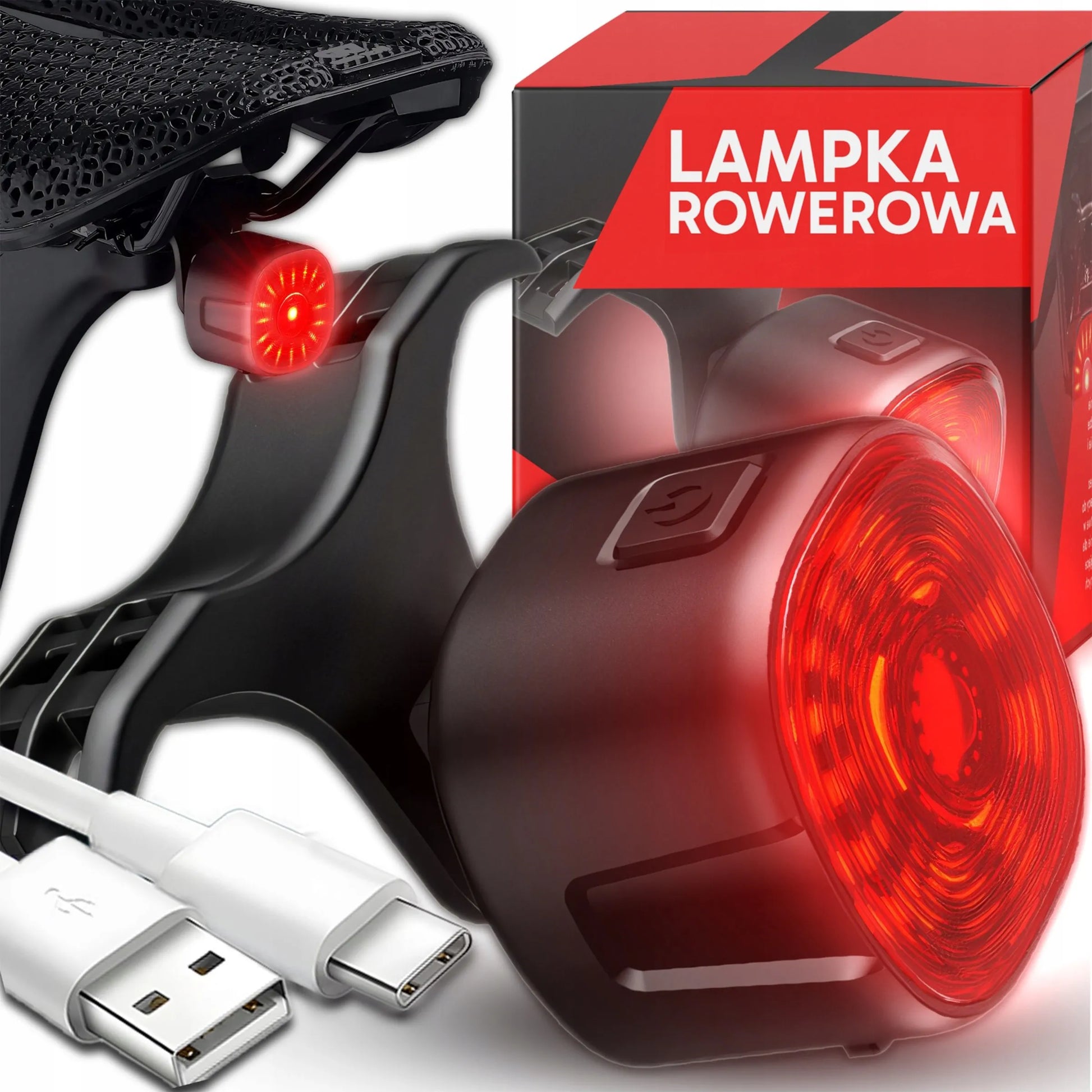 RETOO ER1031 galingas vandeniui atsparus galinis dviračio žibintas, raudonas, 250 mAh, USB-C