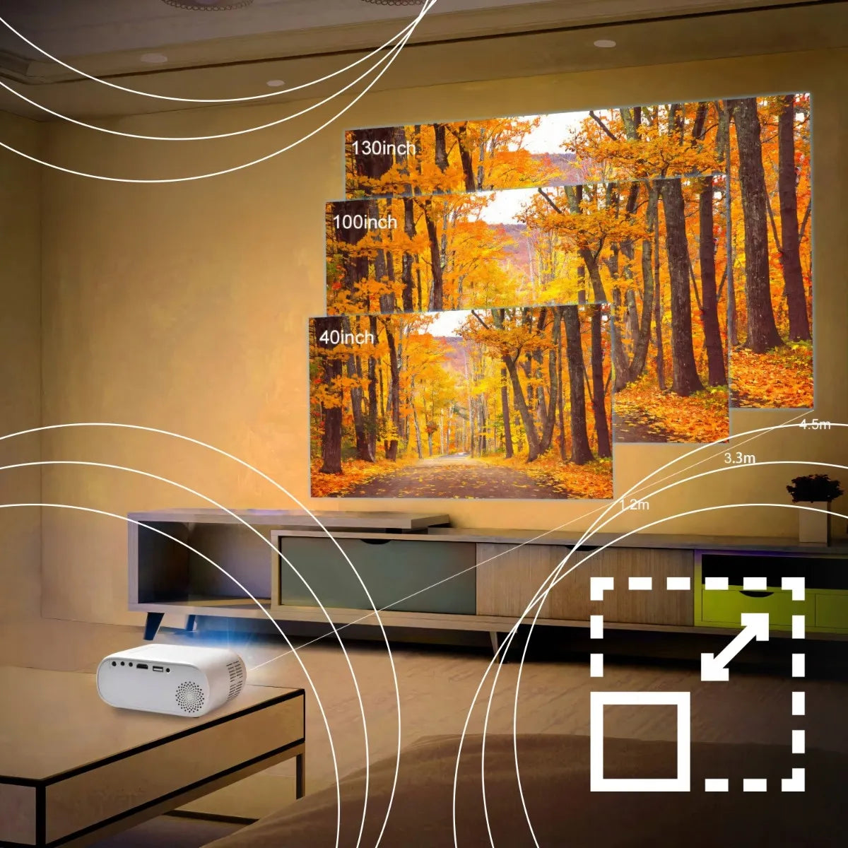 RETOO ER1160 Nešiojamas Wi-Fi projektorius, Full HD, 3000 lm