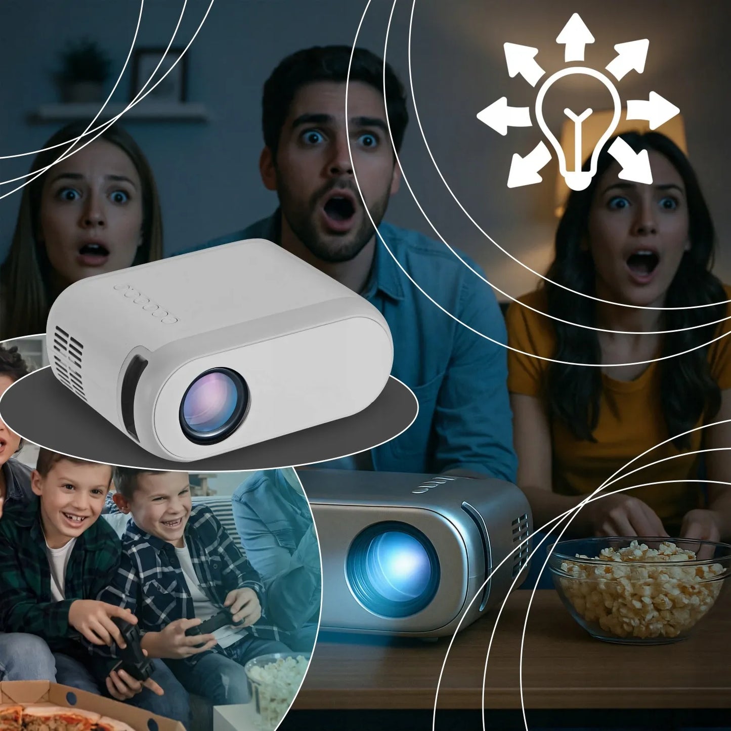 RETOO ER1160 Nešiojamas Wi-Fi projektorius, Full HD, 3000 lm