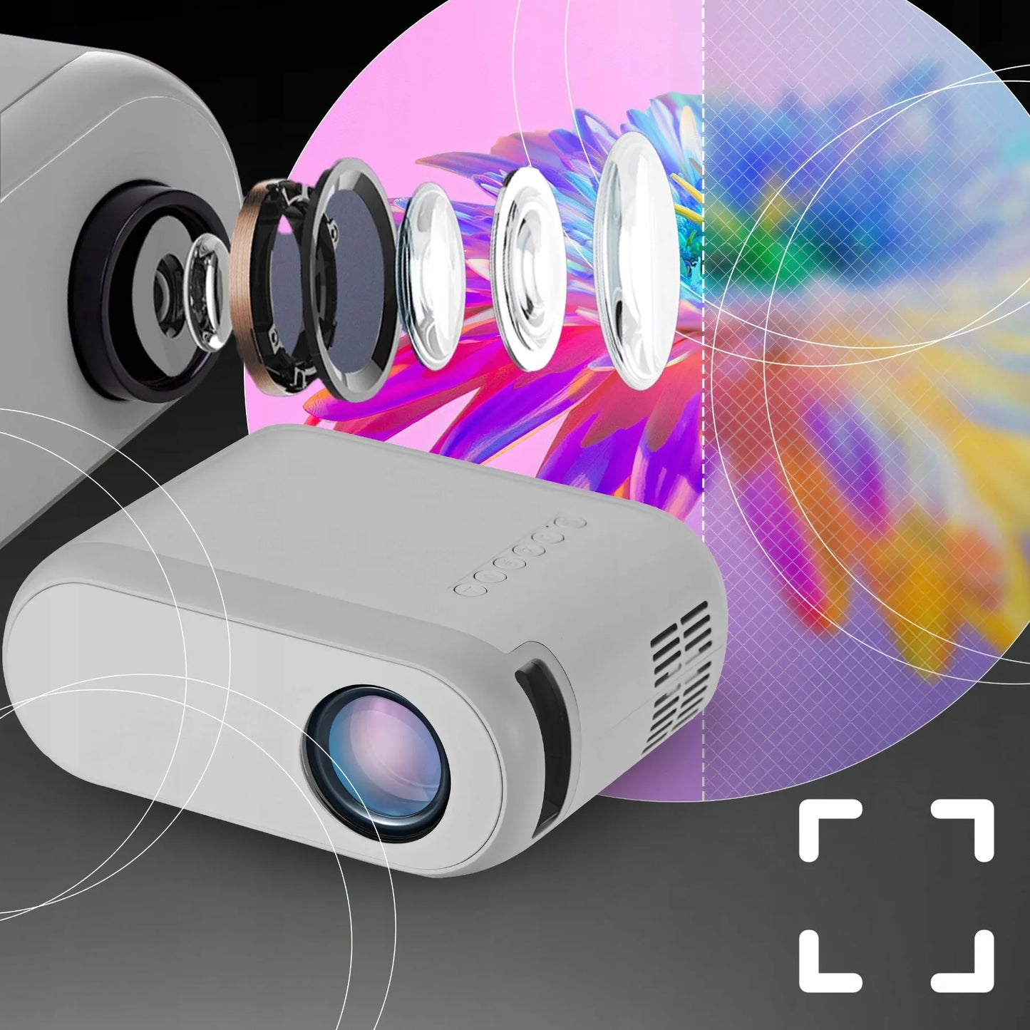 RETOO ER1160 Nešiojamas Wi-Fi projektorius, Full HD, 3000 lm