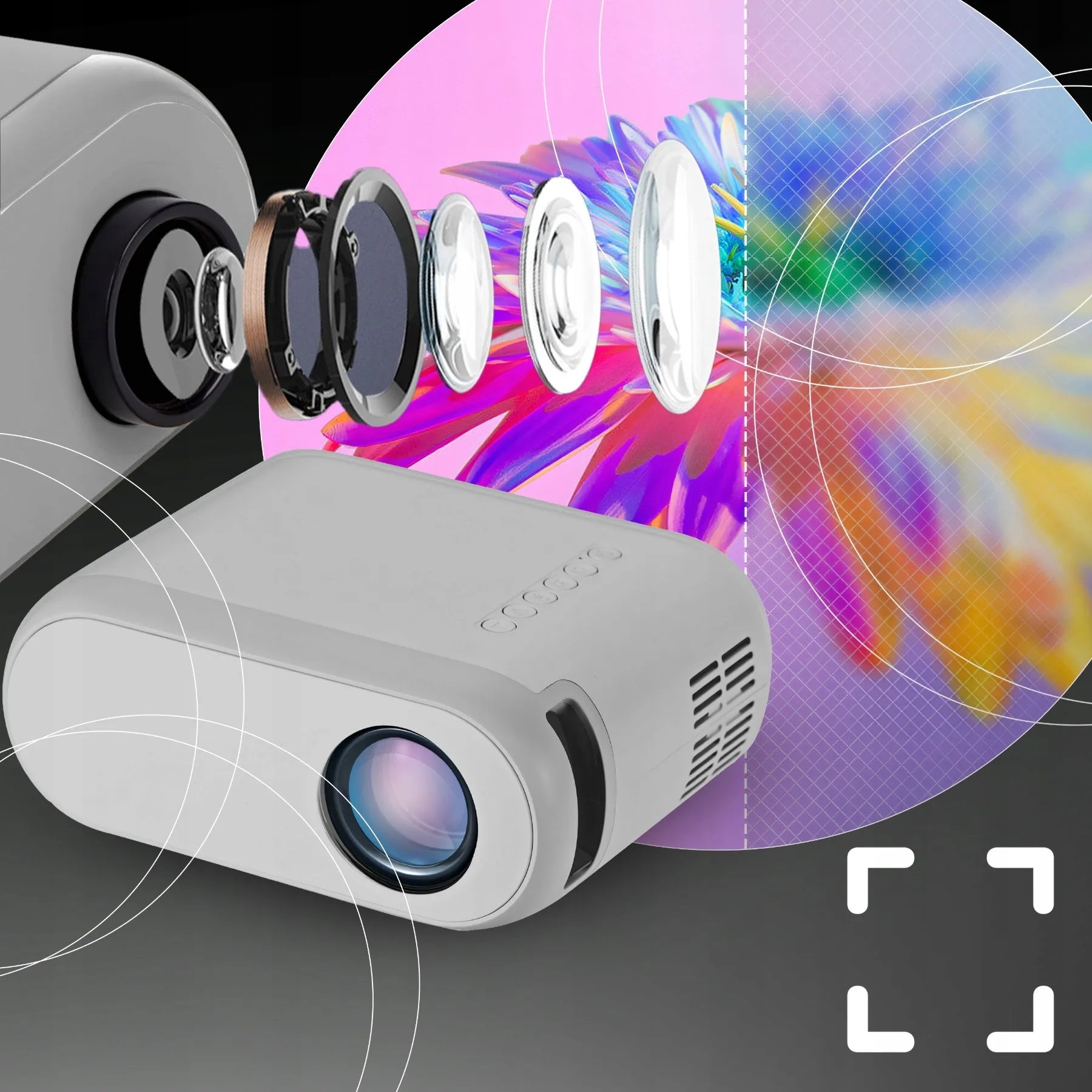 RETOO ER1160 Nešiojamas Wi-Fi projektorius, Full HD, 3000 lm