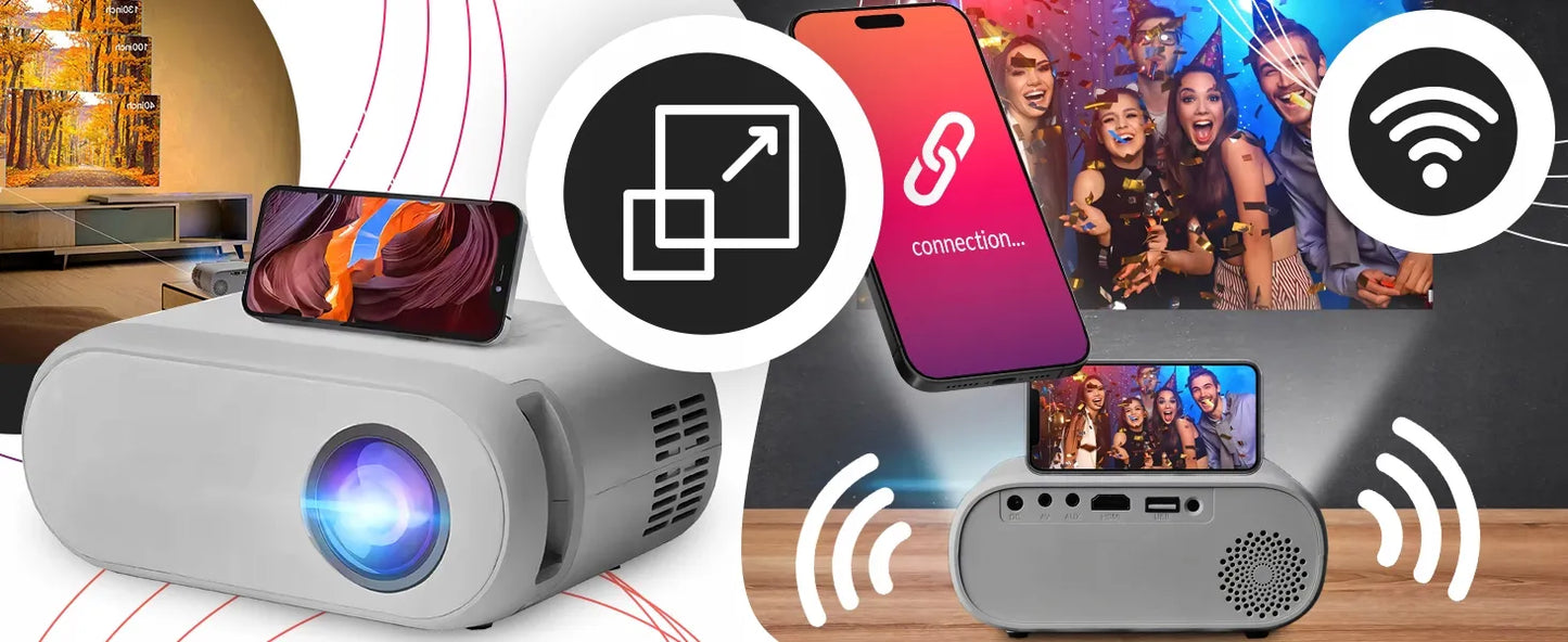 RETOO ER1160 Nešiojamas Wi-Fi projektorius, Full HD, 3000 lm