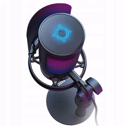 RETOO ER1190 USB kondensatorinis žaidimų mikrofonas kompiuteriui su pop filtru ir nutildymo funkcija