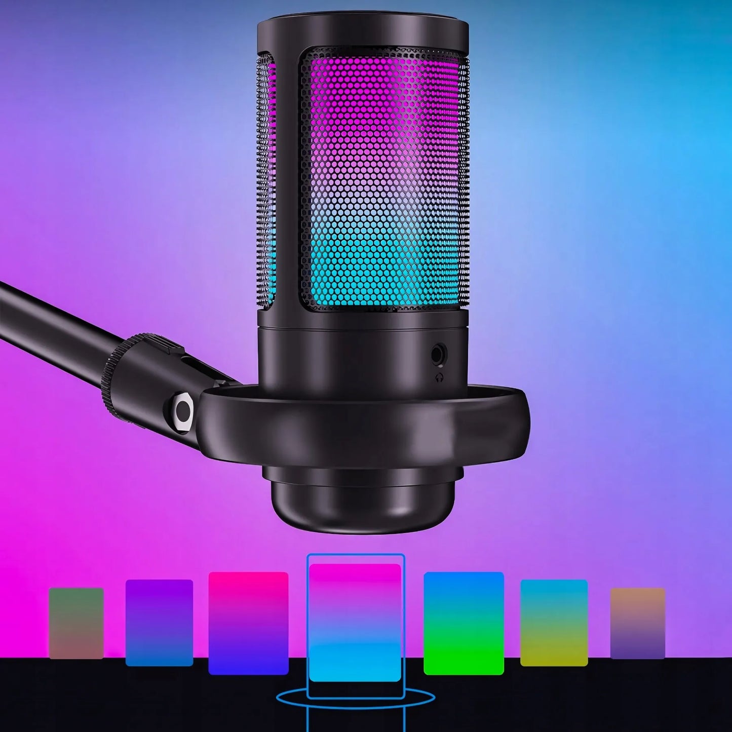 RETOO ER1190 USB kondensatorinis žaidimų mikrofonas kompiuteriui su pop filtru ir nutildymo funkcija