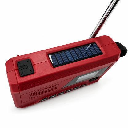 RETOO ER1283 avarinis radijas AM/FM su saulės skydeliu, rankine rankenėle, powerbanku ir žibintuvėliu