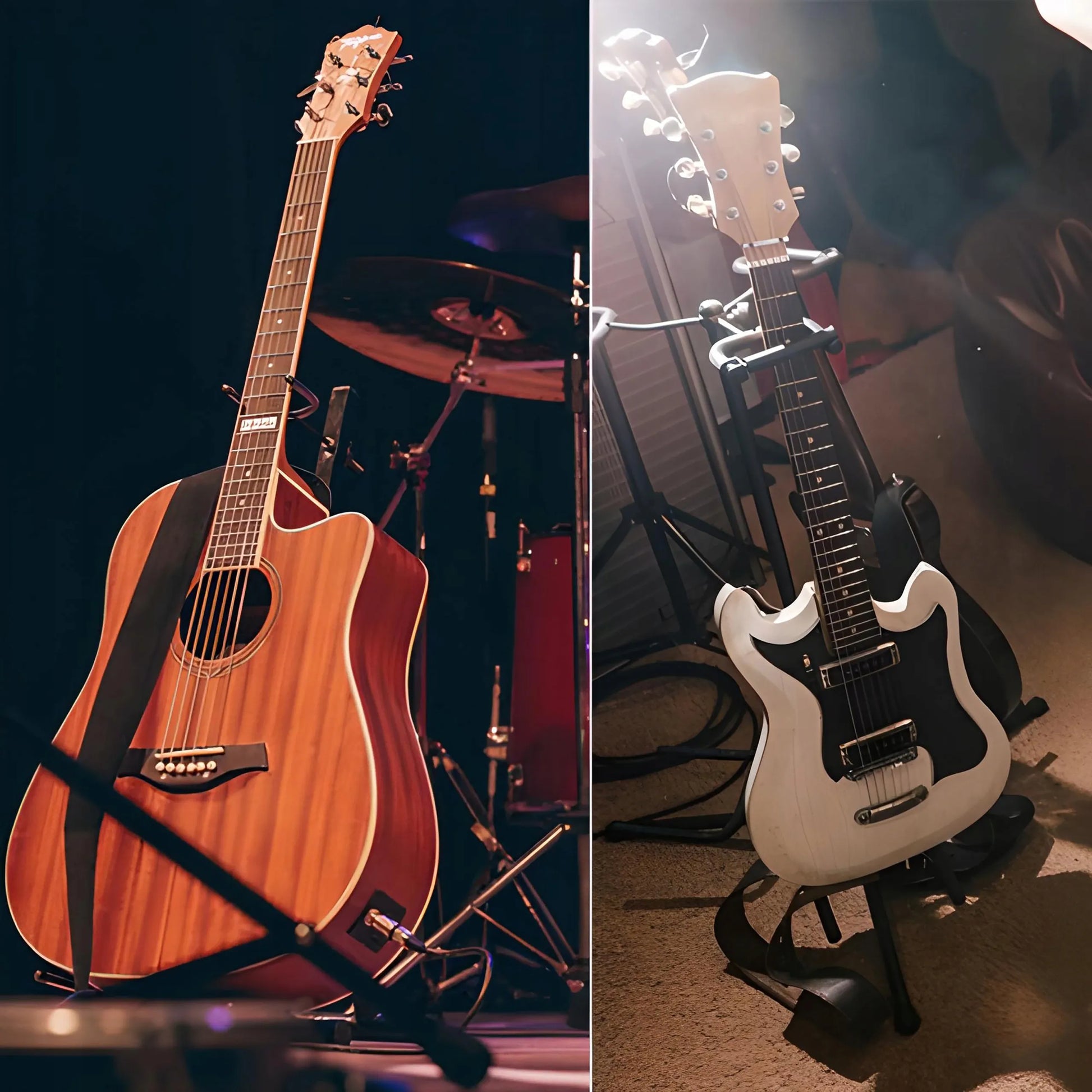 RETOO gitaros stovas su kaklo fiksatoriumi, reguliuojamas, 61–70 cm