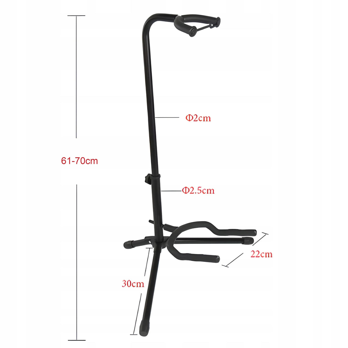 RETOO gitaros stovas su kaklo fiksatoriumi, reguliuojamas, 61–70 cm