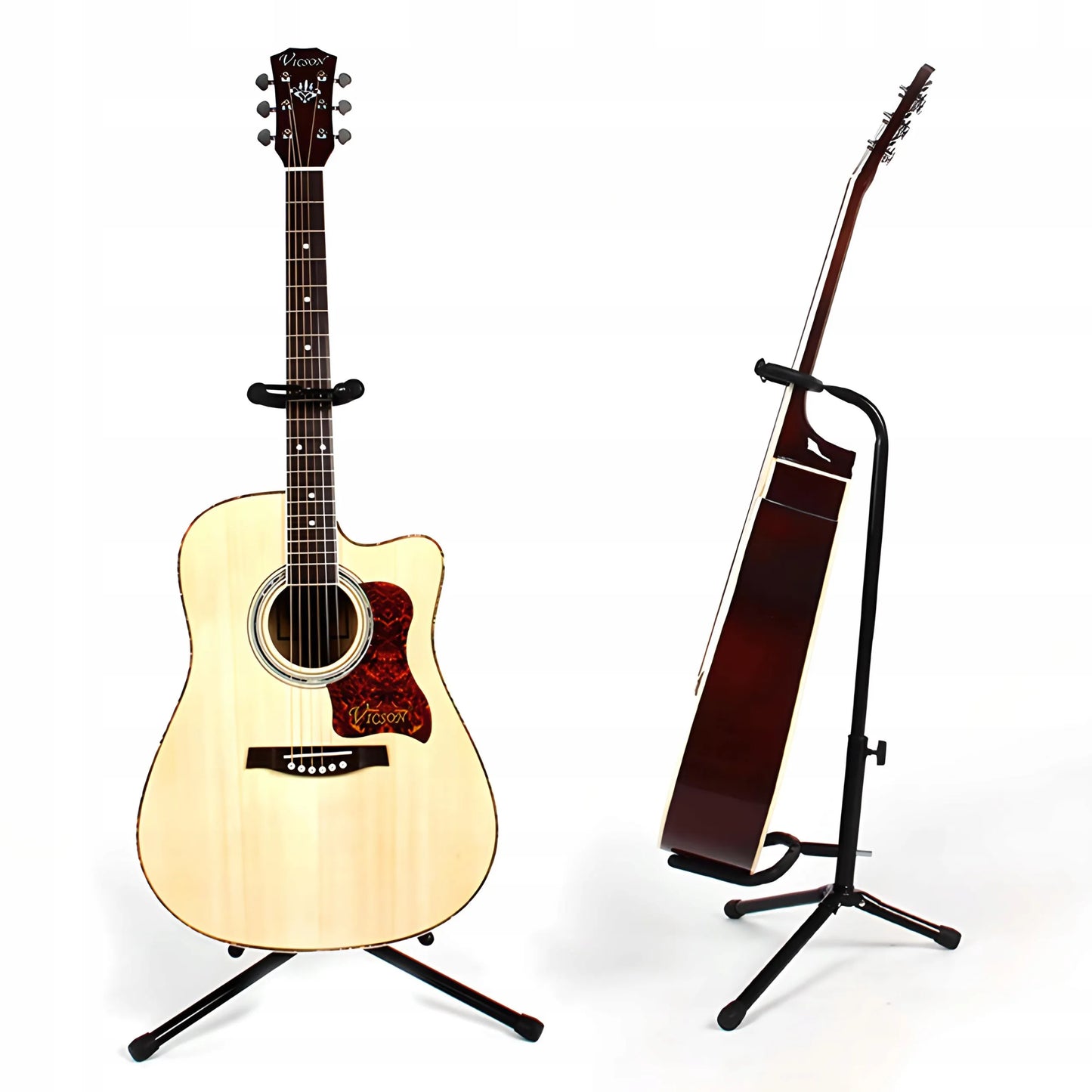 RETOO gitaros stovas su kaklo fiksatoriumi, reguliuojamas, 61–70 cm