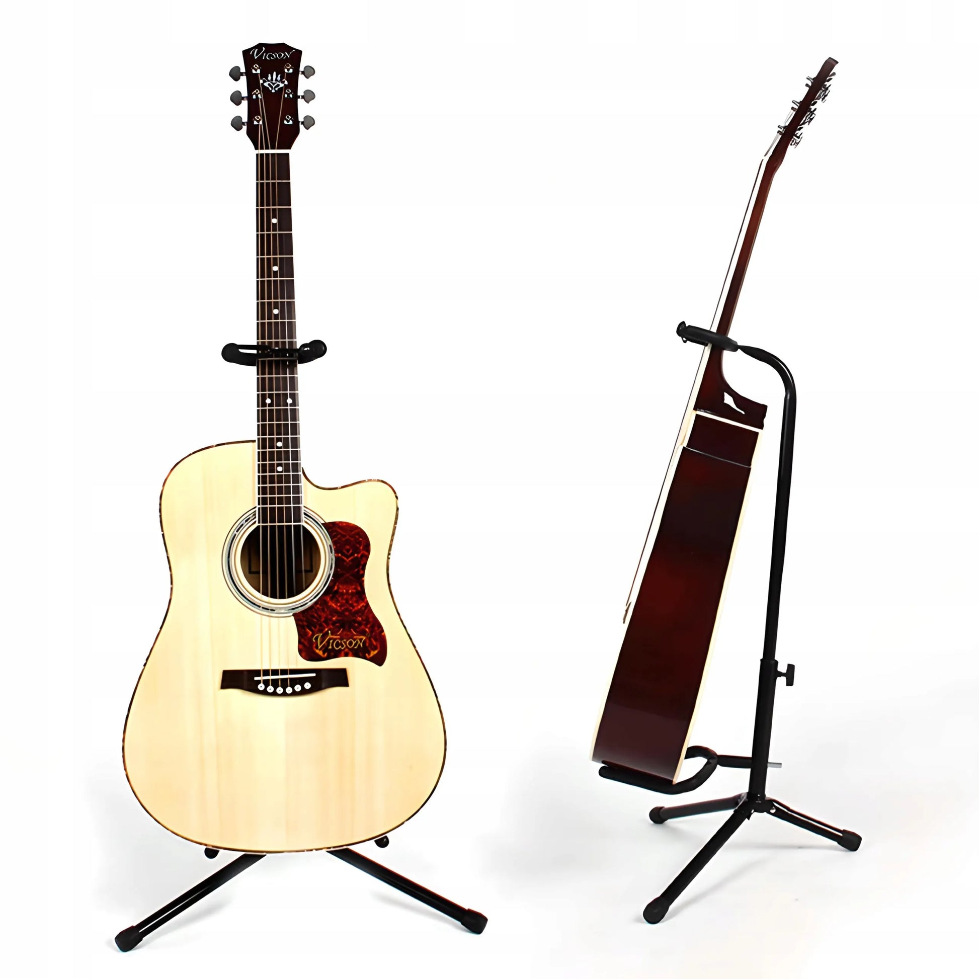 RETOO gitaros stovas su kaklo fiksatoriumi, reguliuojamas, 61–70 cm