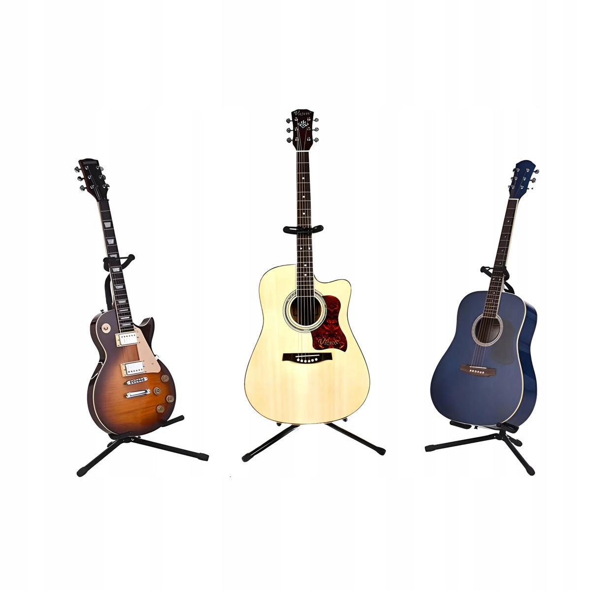 RETOO gitaros stovas su kaklo fiksatoriumi, reguliuojamas, 61–70 cm