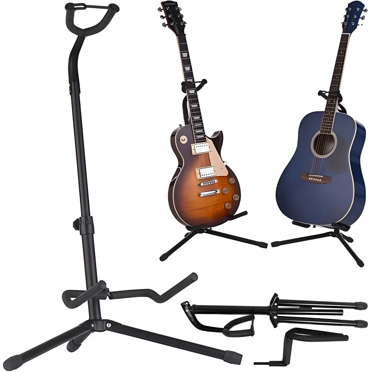RETOO gitaros stovas su kaklo fiksatoriumi, reguliuojamas, 61–70 cm