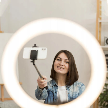 RETOO LED žiedinė asmenukių lempa makiažui su stovu, skirta nuotraukoms ir vaizdo įrašams, USB