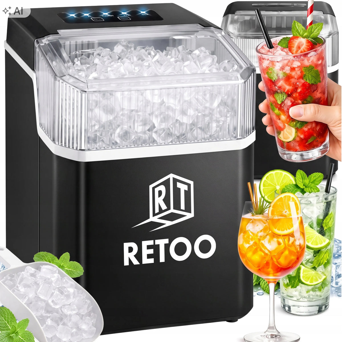 RETOO ledukų gaminimo aparatas, 85 W, 12 kg/24 val., tylus veikimas, sidabrinis