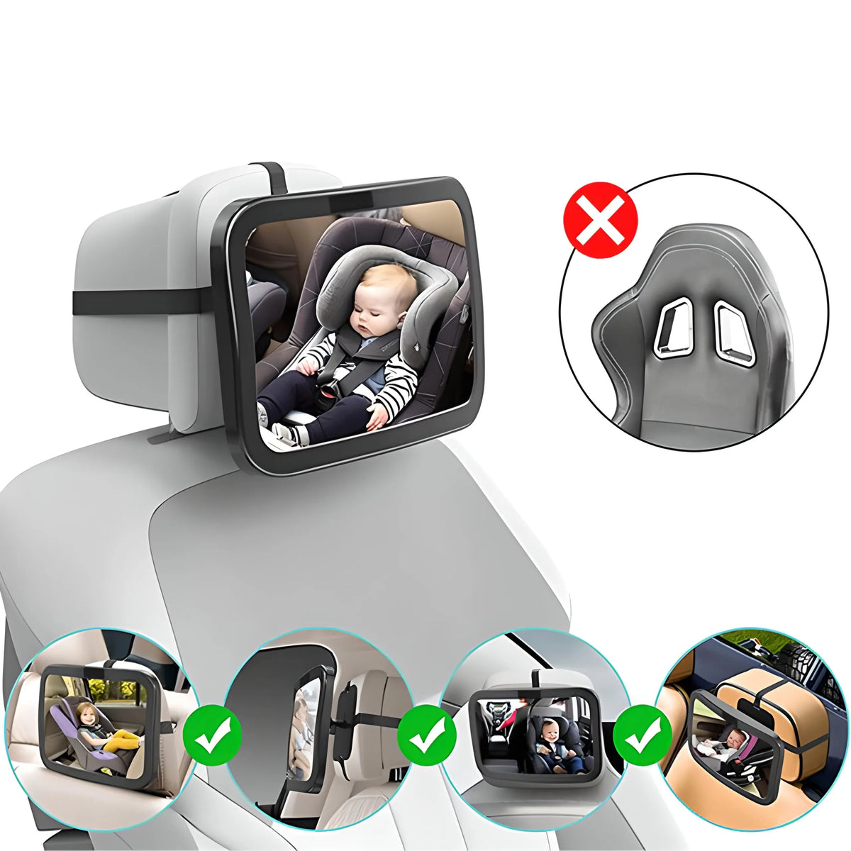 RETOO M021 automobilinis vaiko stebėjimo veidrodėlis su 360° reguliavimu