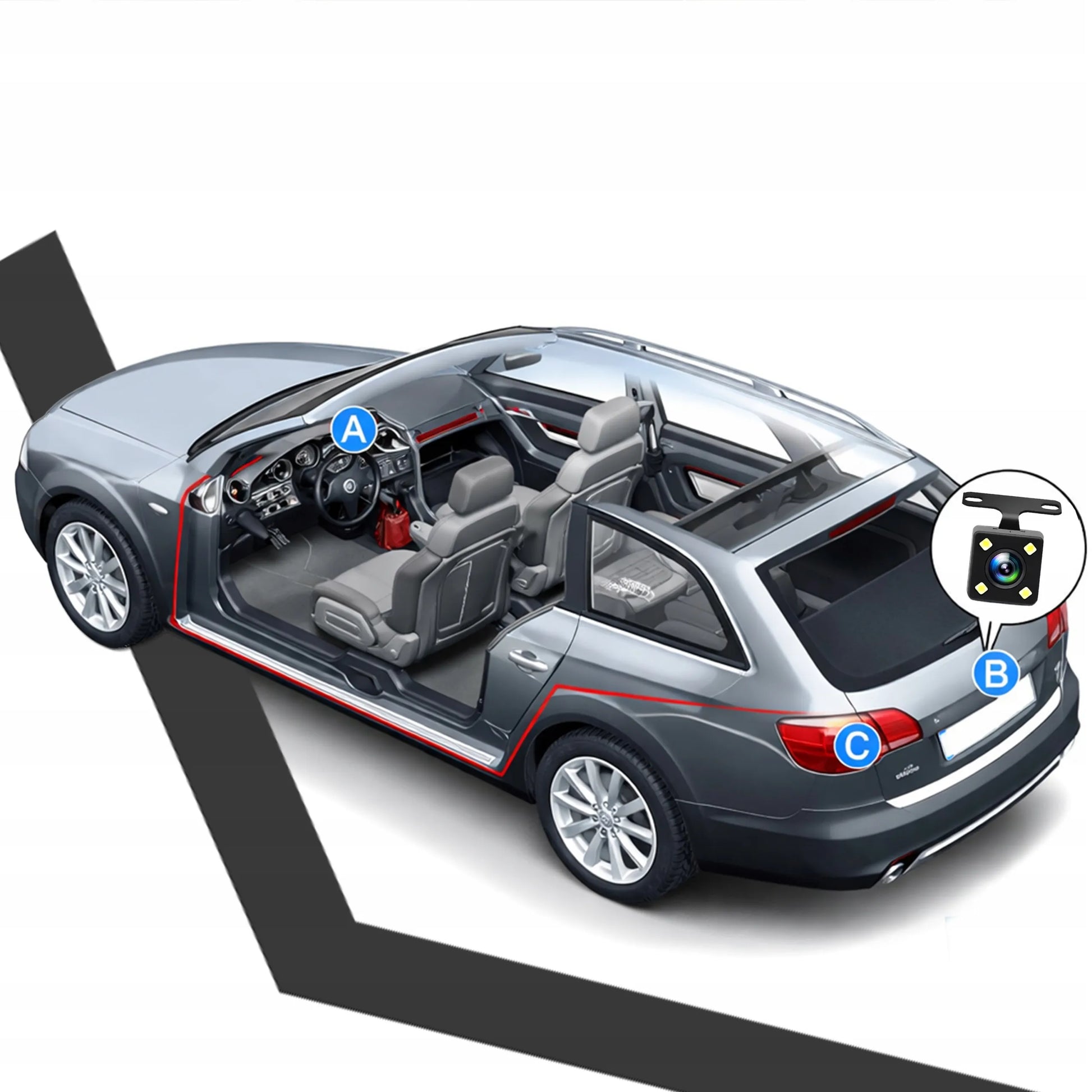 RETOO M040 Automobilinis vaizdo registratorius su priekine ir galine kamera bei atbulinės eigos funkcija