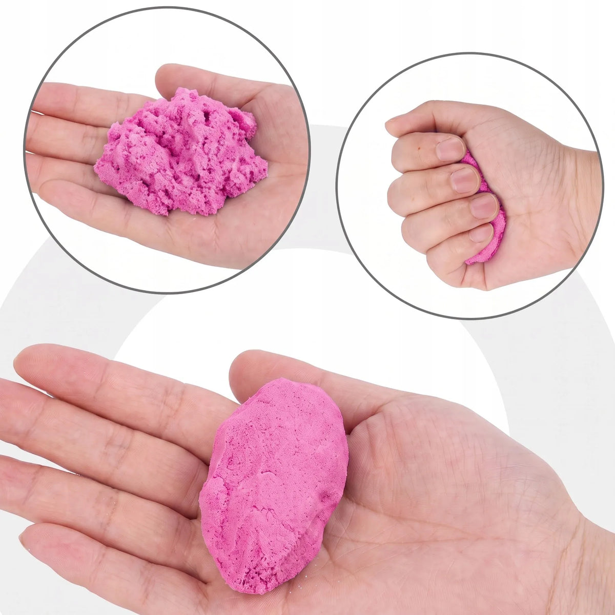 RETOO magiškas kinetinio smėlio rinkinys, 3 kg, formelės, pripučiamas baseinas ir kastuvėlis dėkle, rožinis