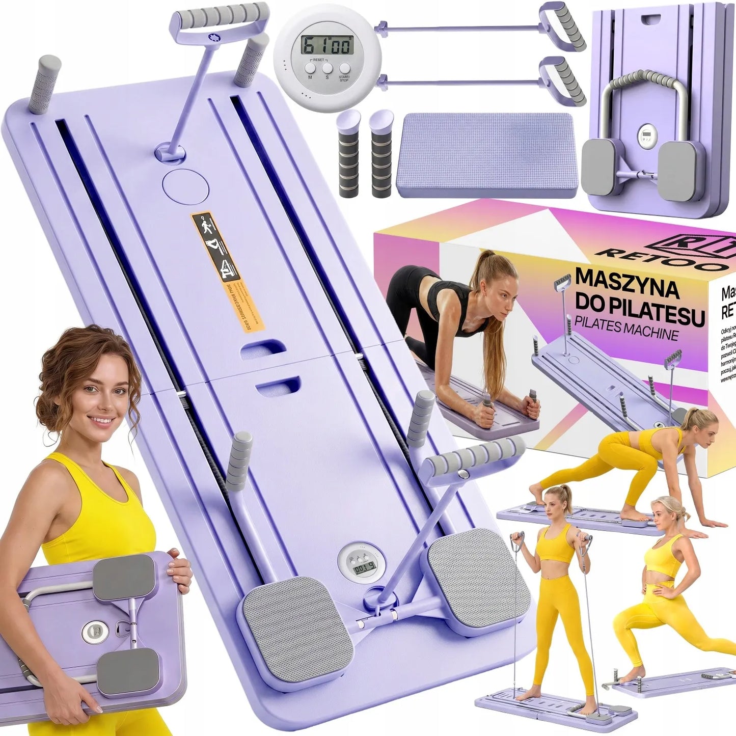 RETOO Pilates treniruočių lenta 12 viename, daugiafunkcis Pilates rinkinys
