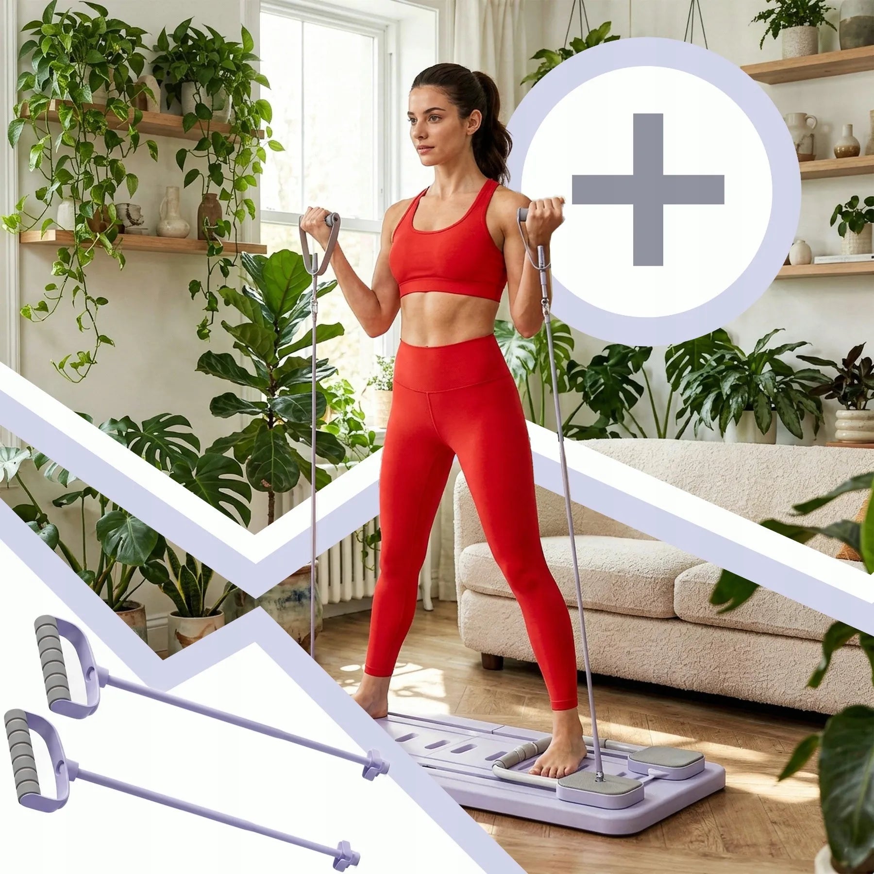RETOO Pilates treniruočių lenta 12 viename, daugiafunkcis Pilates rinkinys