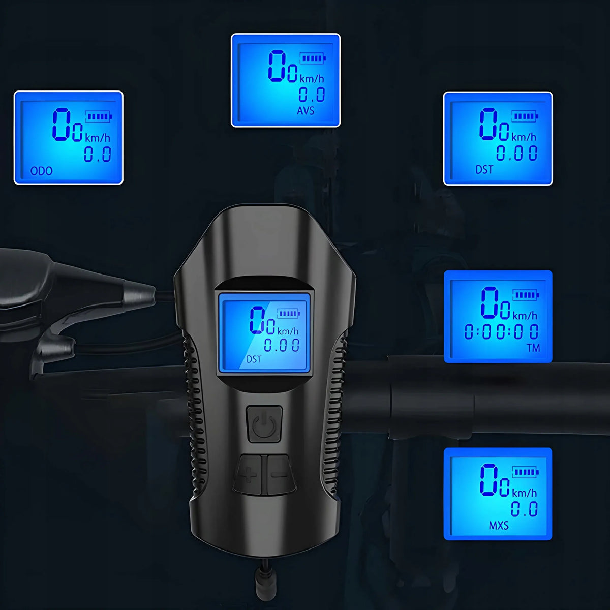 RETOO priekinis LED dviračio žibintas su USB įkrovimu, spidometru, režimais ir skambučiu