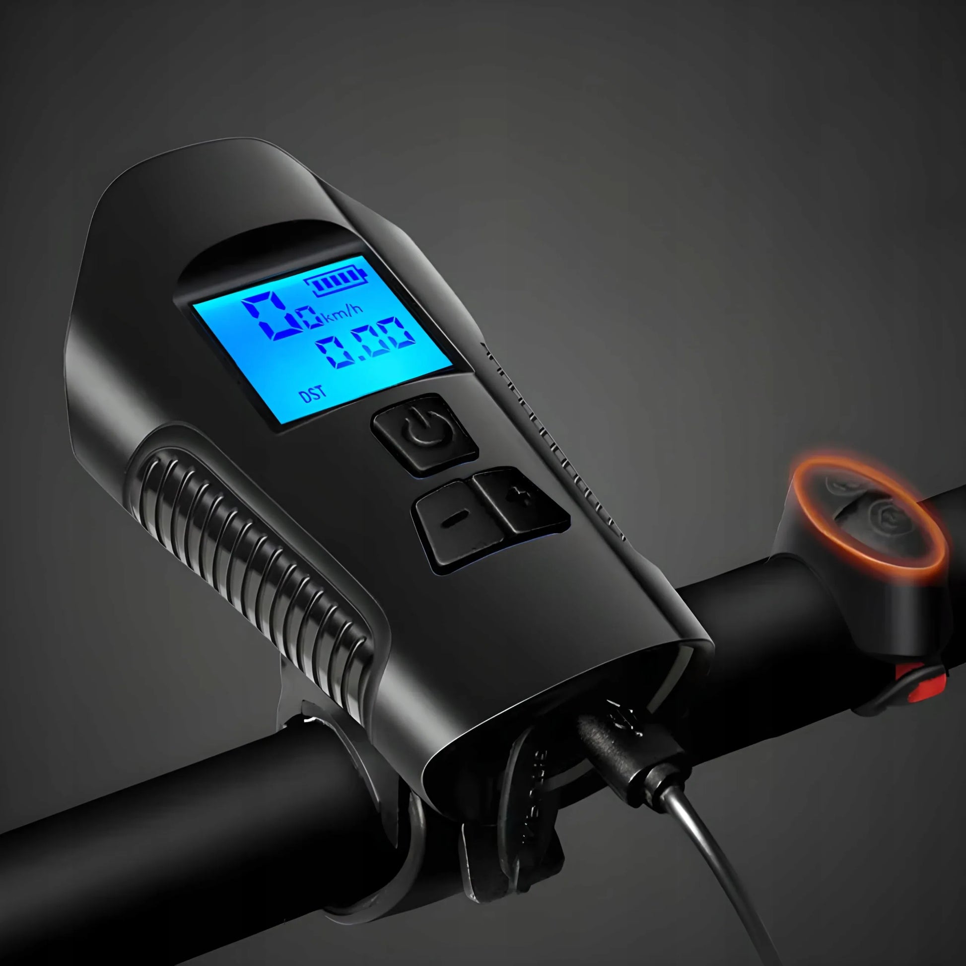 RETOO priekinis LED dviračio žibintas su USB įkrovimu, spidometru, režimais ir skambučiu