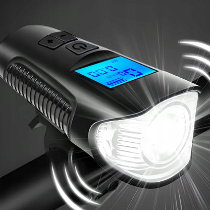 RETOO priekinis LED dviračio žibintas su USB įkrovimu, spidometru, režimais ir skambučiu