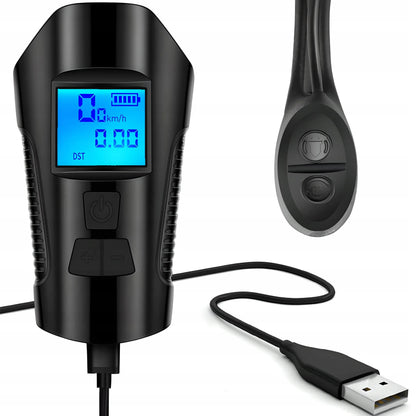 RETOO priekinis LED dviračio žibintas su USB įkrovimu, spidometru, režimais ir skambučiu