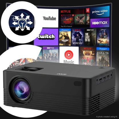 „Retoo“ projektorius su „Android“, „Wi-Fi“, „Full HD“, 9000 lm, 4K UHD palaikymu ir „Bluetooth“