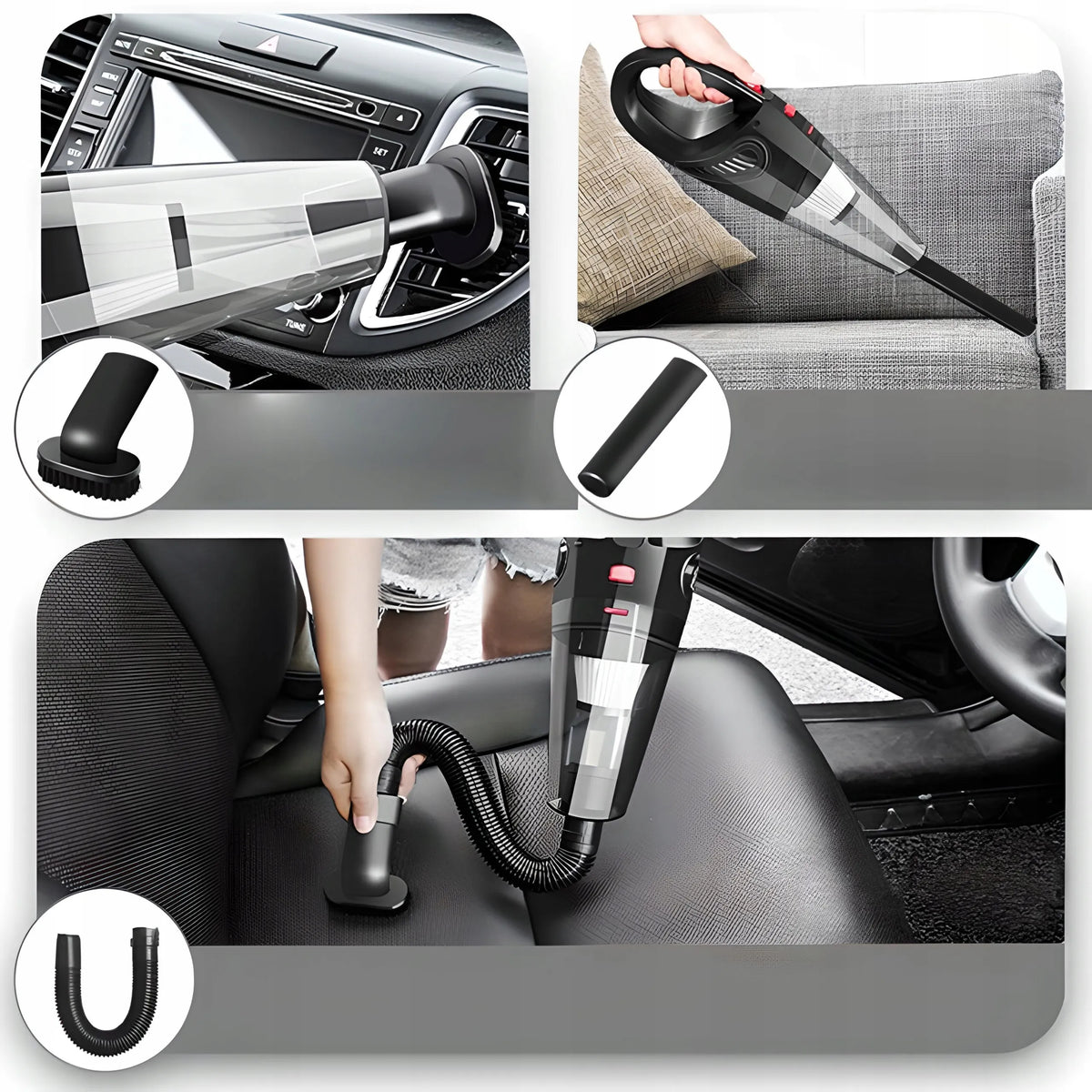 RETOO rankinis automobilinis dulkių siurblys 12 V, 120 W, 4200 Pa, HEPA, galingas, su antgalių rinkiniu